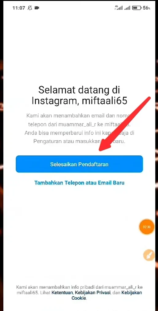 bagian selesaikan pendaftaran