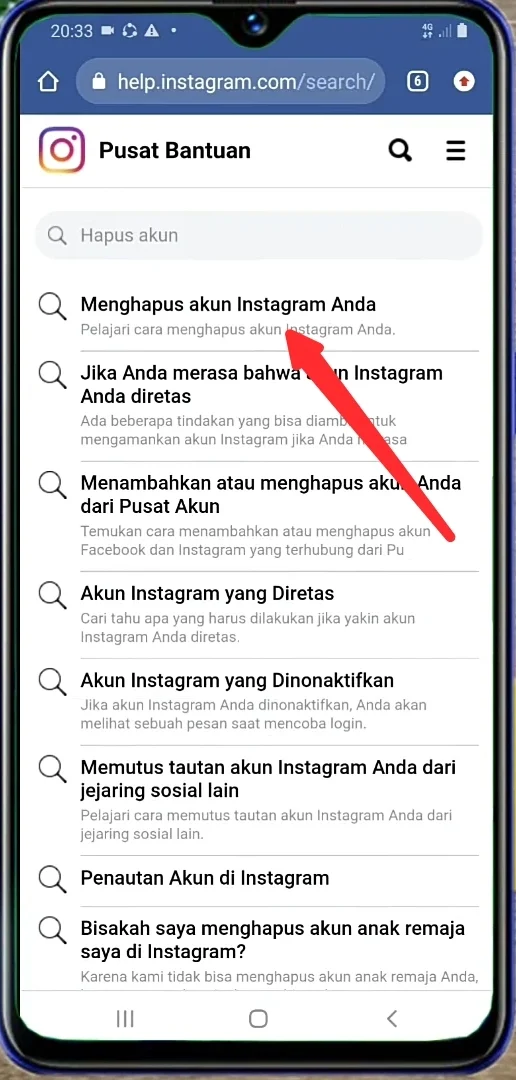 menghapus akun Instagram Anda