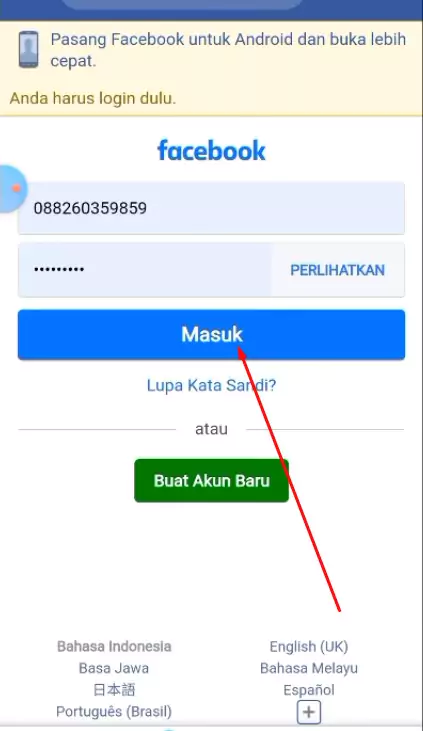 Kode Konfirmasi Facebook Tidak Masuk ke SMS