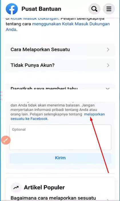 Laporkan Masalah Login Facebook