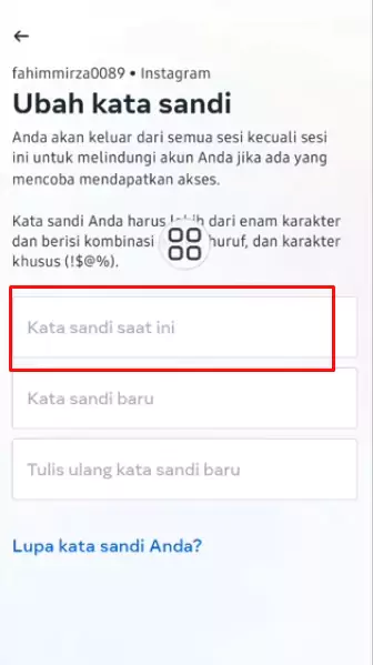 Cara Mengganti Password Instagram