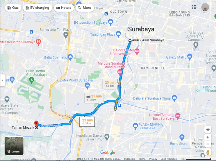 Rute Menuju Taman Mozaik