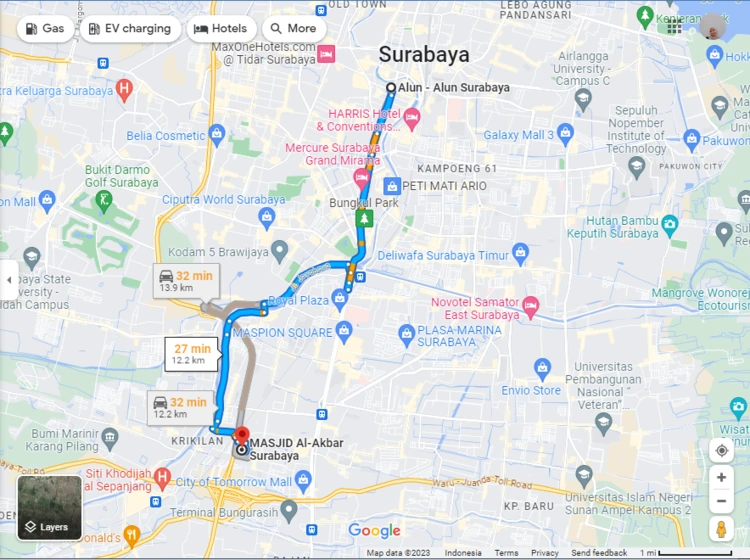 Rute Menuju Masjid Nasional Al Akbar Surabaya