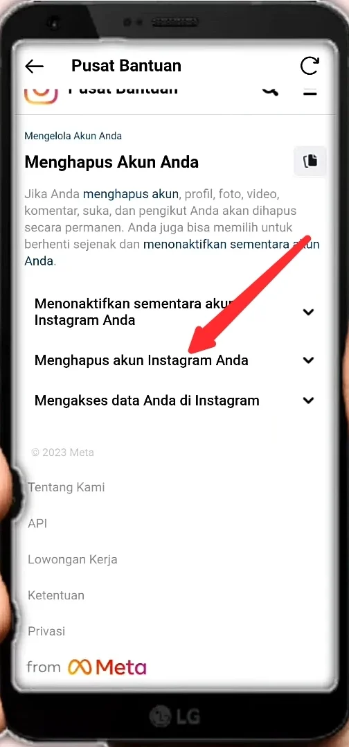 menghapus akun Instagram Anda.