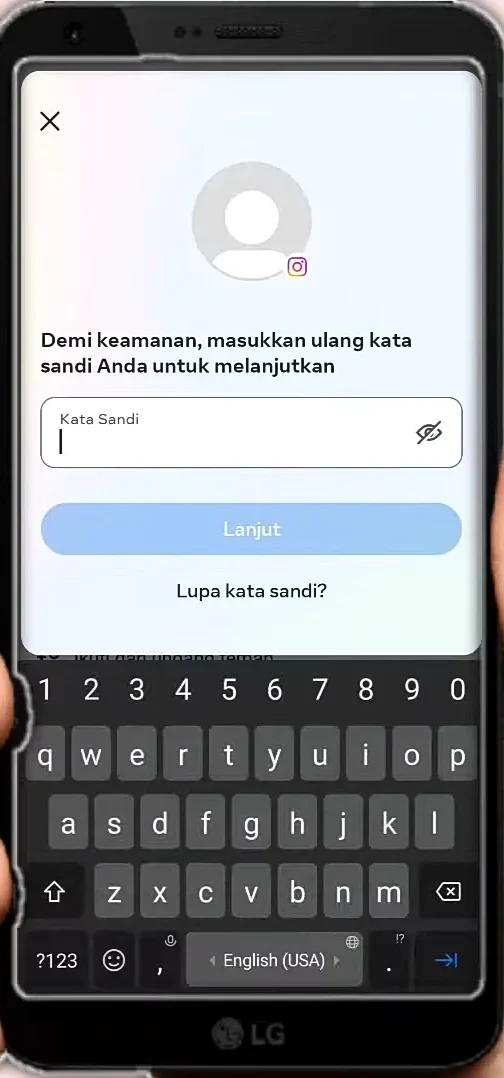 Masukkan sandi akun Instagram