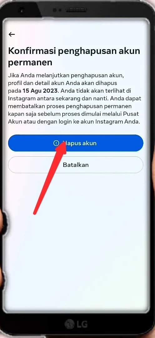 klik hapus akun