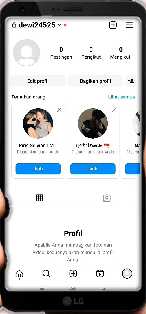 muncul tampilan Instagram