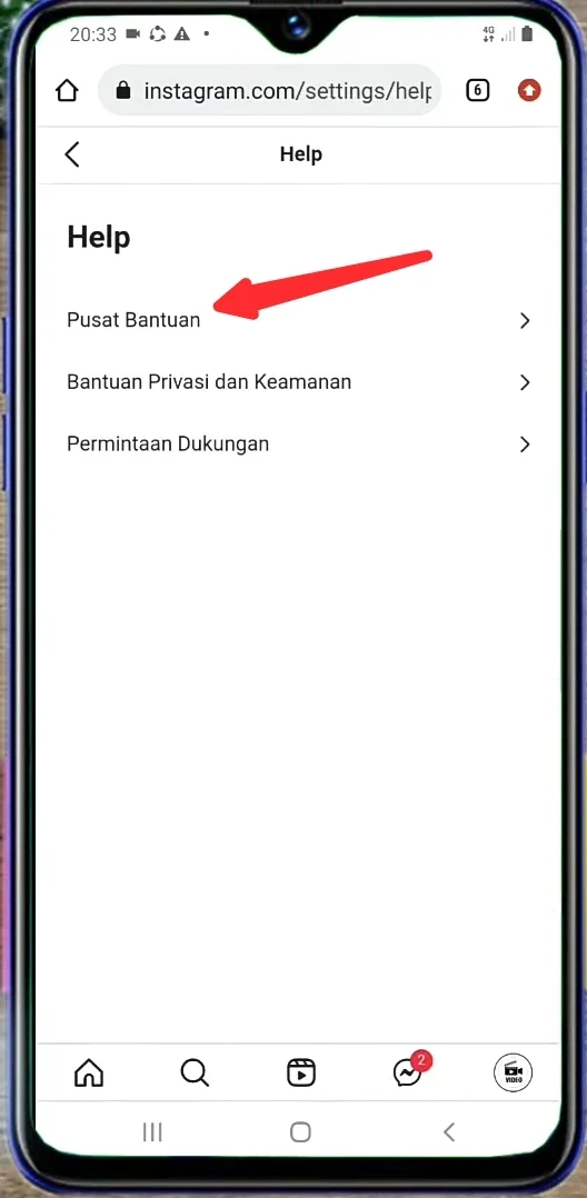 klik saja opsi bantuan