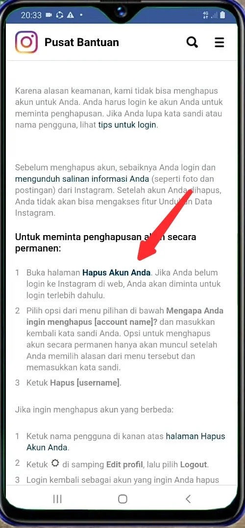 hapus akun Anda.