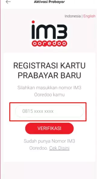 Contoh Registrasi Kartu Indosat