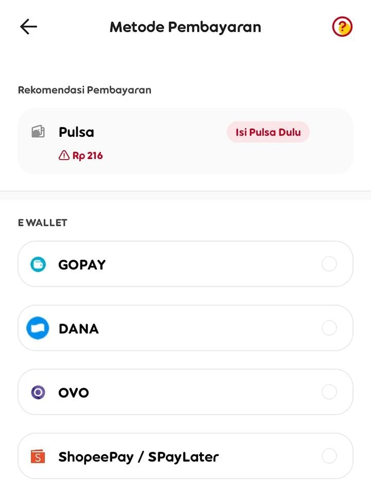 opsi “Pulsa”