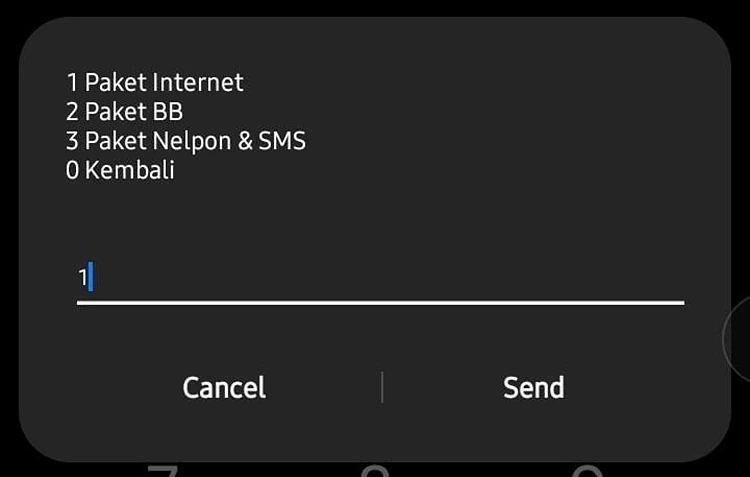 nomor 1 opsi “Paket Internet”