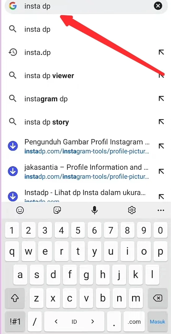 ketik tulisan insta DP.