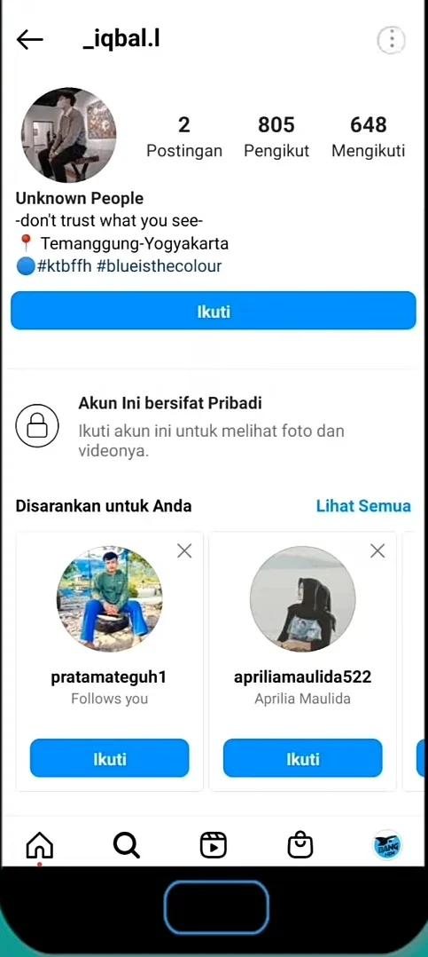 klik akun yang muncul.